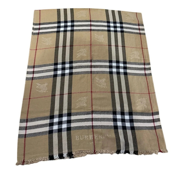 Burberry Tan and Black Checkered Scarf - Picture 6 of 10